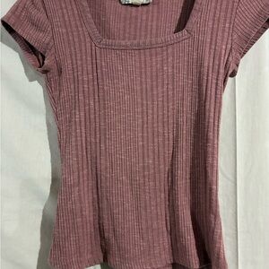 Pink Republic Mauve Ribbed Short Sleeve Top